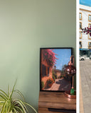 Mediterranean Street Wall Art – Rustic Floral Alleyway Photography Print