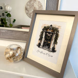 Personalised Christmas At Surname Black Front Door Winter Christmas Seasonal Wall Home Decor Print