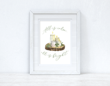 All Is Calm All Is bright Winter Christmas Seasonal Wall Home Decor Print