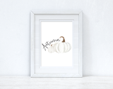 Autumn White Pumpkins Autumn Seasonal Wall Home Decor Print