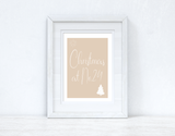 Christmas At No Beige Background Winter Christmas Seasonal Wall Home Decor Print
