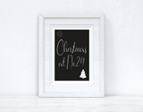 Personalised Christmas At No Black Background Winter Christmas Seasonal Wall Home Decor Print