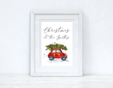 Personalised Christmas At The Surname OR House Number Car Winter Christmas Seasonal Wall Home Decor Print