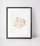 Dried Floral Cotton Bouquet Autumn Seasonal Wall Home Decor Print