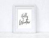 Hello Winter Brush Simple Winter Christmas Seasonal Wall Home Decor Print