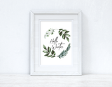 Hello Winter Greenery Pine Wreath Winter Christmas Seasonal Wall Home Decor Print