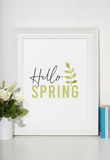 Hello Spring Green Foliage Spring Seasonal Wall Home Decor Print