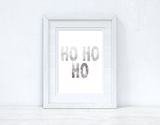 Ho Ho Ho Grey & White Snowflakes Winter Christmas Seasonal Wall Home Decor Print