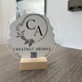Custom Create Own Design Circle Acrylic Plaque Sign With Wooden Base