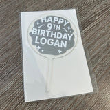 Personalised Wording 10cm Circle Acrylic Birthday Cake Topper