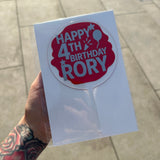 Personalised Wording 10cm Circle Acrylic Birthday Cake Topper