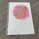 Personalised Wording 10cm Circle Acrylic Birthday Cake Topper