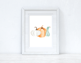 Watercolour Pumpkin Trio Set New Autumn Seasonal Wall Home Decor Print