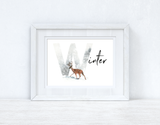 Winter Reindeer Winter Christmas Seasonal Wall Home Decor Print