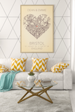 Couples Love Heart Map Any City & Country with Coordinates Personalised Wall Decor Print with 10 New Styles