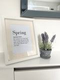 Spring Definition Black Spring Seasonal Wall Home Decor Print
