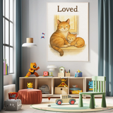 Loved Cat & Kitten Nursery Children's Room Wall Decor Print