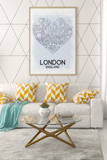 Love Heart Map Any City & Country Personalised Wall Decor Print with 10 New Styles