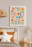 Girl Power – Bright Rainbow Floral Wall Art for Kids’ Room or Nursery