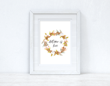 Autumn Is Here Cotton Wreath Autumn Seasonal Wall Home Decor Print