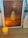 Autumn Ghost in the Woods – Cozy Halloween Wall Art Print