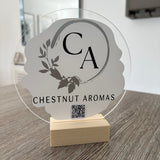 Custom Create Own Design Circle Acrylic Plaque Sign With Wooden Base
