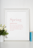 Spring Definition Pastel Pinks Spring Seasonal Wall Home Decor Print