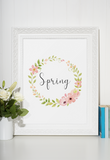 Spring Floral Wreath Spring Seasonal Wall Home Decor Print