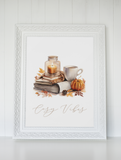 Watercolour Cosy Vibes Autumn Seasonal Wall Home Decor Print