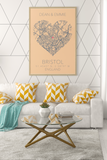Couples Love Heart Map Any City & Country with Coordinates Personalised Wall Decor Print with 10 New Styles